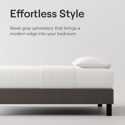 Nectar Bed Frame - King - Grey - 8 Inch Legs - Sturdy Wooden Slats for Support - Steel Frame - Contemporary and Durable Upholstery - Holds Up to 700 Pounds - Easy Assembly