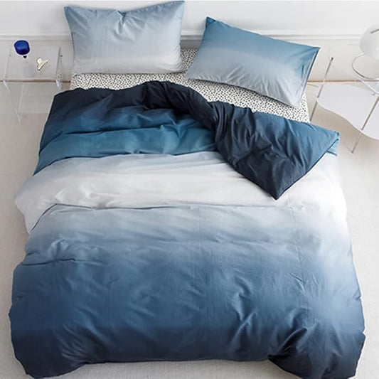 CLOTHKNOW Blue White Twin/Twin XL Comforter Set Blue Gradient Bedding Comforter Sets with 2 x Pillowcases Soft All Season Comforter