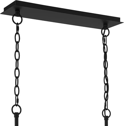 Possini Euro Design Carrine Black Silver Metal Rectangle Linear Pendant Chandelier 38 1/2" Wide Modern Clear Crystal Flower Vine 8-Light Fixture for Kitchen Island Dining Room House High Ceilings