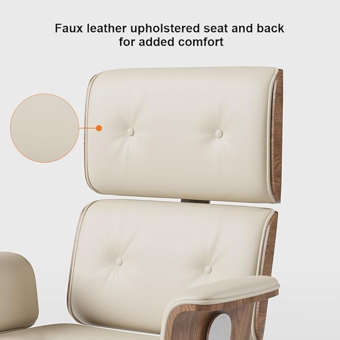 homary Modern Home Office Chair, High Back Swivel Desk Chair, Faux Leather Ergonomic Task Chair with Adjustable Height & Rolling Base, White