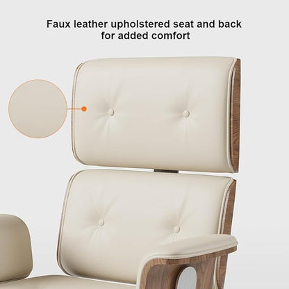 homary Modern Home Office Chair, High Back Swivel Desk Chair, Faux Leather Ergonomic Task Chair with Adjustable Height & Rolling Base, White