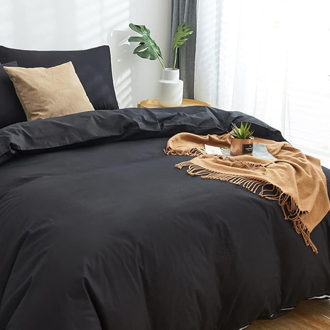CLOTHKNOW Full Size Comforter Sets Black Bedding Comforter Sets for Men Boys Soft All Season Comforter with 2 x Pillow Cases