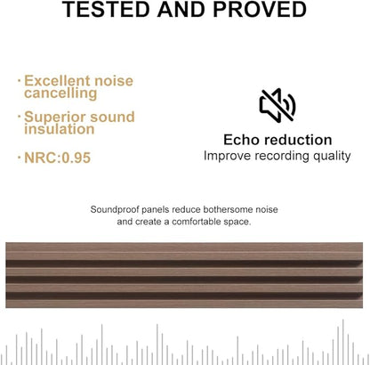 2PCS Wood Slat Acoustic Wall Panels for Ceiling and Wall Decor 3D Fluted Sound Absorbing Textured Panel with Wood Finish 108"×6" (Maple Light)