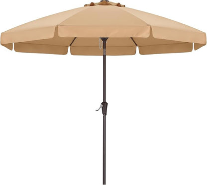 ABCCANOPY 11ft Scalloped Patio Umbrella, Outdoor Table Umbrella with Tilt and Crank, Fiberglass Ribs Deck Umbrella for Patio, Pool, Garden, Picnic (Khaki)