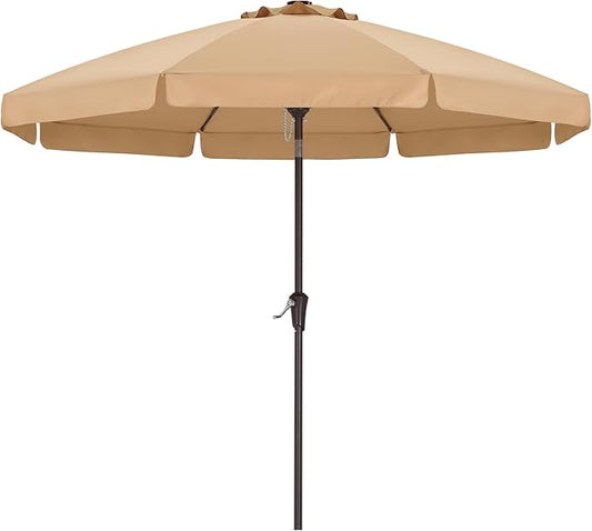 ABCCANOPY 11ft Scalloped Patio Umbrella, Outdoor Table Umbrella with Tilt and Crank, Fiberglass Ribs Deck Umbrella for Patio, Pool, Garden, Picnic (Khaki)