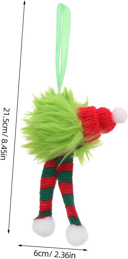 6pcs Christmas Tree Hanging Ornaments with Santa Hat and Striped Scarf Fuzzy Plush Pom Pom Balls Lightweight Holiday Decorations for Indoor and Outdoor Festive Party
