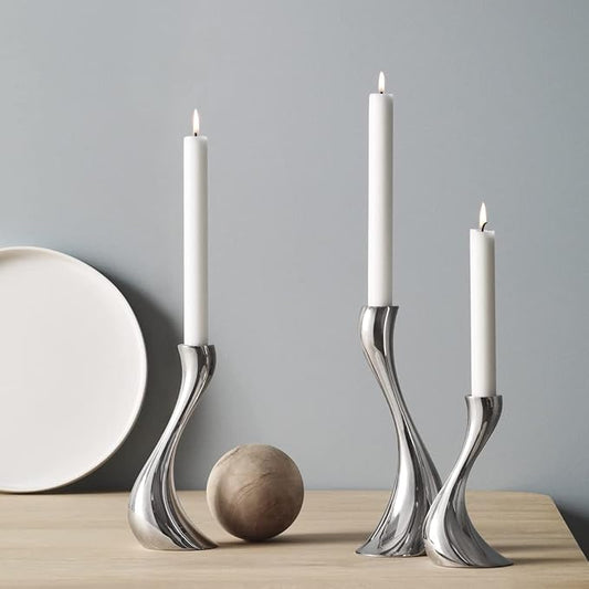 Georg Jensen Cobra Candle Holder, Stainless Steel, 6.30", 7.87", 9.45" (Set of 3)