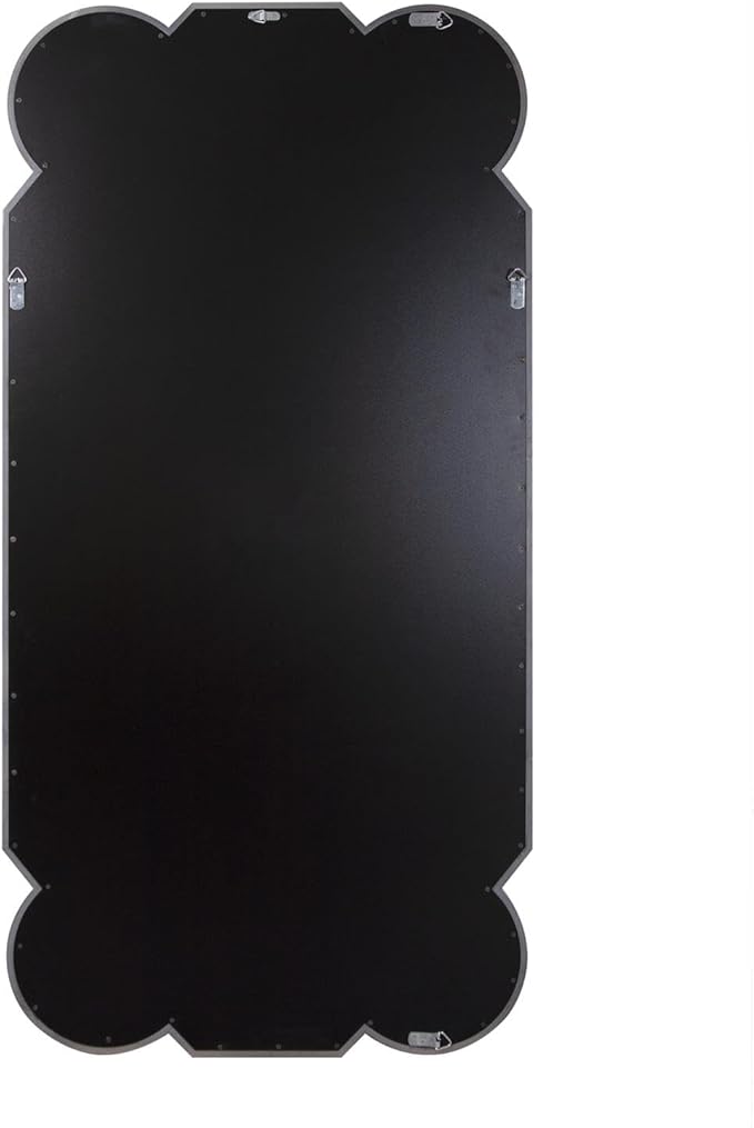 Howard Elliott Aleena Silver Oversized Full Length Mirror for Wall, Tall Rectangle Wall Hanging Mirrors with Arch Curves, Intersecting Lines & Beveled Glass for Bedroom & Living Room, 80 x 40 Inch