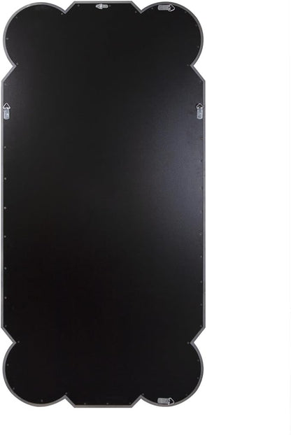 Howard Elliott Aleena Silver Oversized Full Length Mirror for Wall, Tall Rectangle Wall Hanging Mirrors with Arch Curves, Intersecting Lines & Beveled Glass for Bedroom & Living Room, 80 x 40 Inch