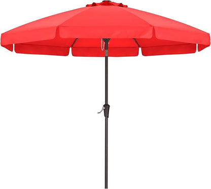 ABCCANOPY 10ft Scalloped Patio Umbrella, Outdoor Table Umbrella with Tilt and Crank, Fiberglass Ribs Deck Umbrella for Patio, Pool, Garden, Picnic (Red)