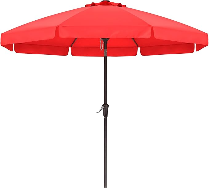 ABCCANOPY 9ft Scalloped Patio Umbrella, Outdoor Table Umbrella with Tilt and Crank, Fiberglass Ribs Deck Umbrella for Patio, Pool, Garden, Picnic (Red)