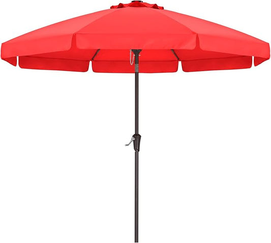 ABCCANOPY 9ft Scalloped Patio Umbrella, Outdoor Table Umbrella with Tilt and Crank, Fiberglass Ribs Deck Umbrella for Patio, Pool, Garden, Picnic (Red)