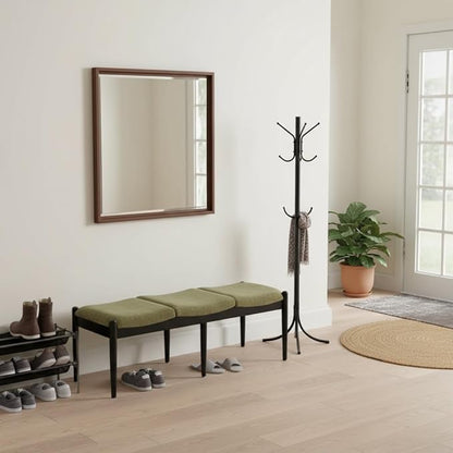 DUOMAY 55'' Modern Ottoman Bench, Chenille Upholstered Entryway Bench Bedroom Bench with Wood Legs, End of Bed Bench for Bedroom, Living Room, Corners, Kitchen, Green