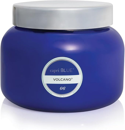 Capri Blue Volcano Scented Candles - Luxury Three Wick Candles for Home Scented with Tropical Fruit & Sugared Citrus - Soy Wax Blend - Large Blue Color (28 oz)