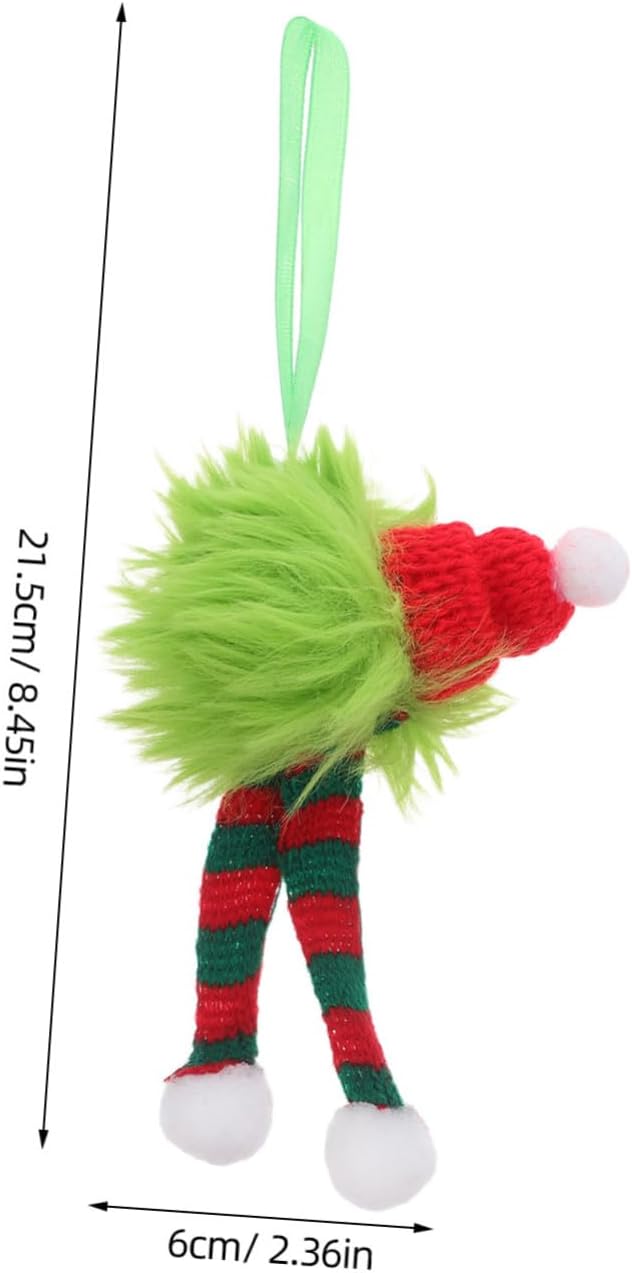 6pcs Christmas Furry Ornaments with Santa Hat and Striped Scarf Plush Hanging Pom Pom Balls for Xmas Tree Indoor Outdoor Holiday Decorations Festive Holiday Creature Design