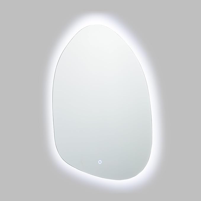 LuxenHome Asymmetrical LED Lighted Mirror for Bathroom, 31"x23" Accent Wall Mirror with Lights, Irregular Vanity Mirror, Washbasin Backlit Led Illuminated Mirror,Entryway, Living Room