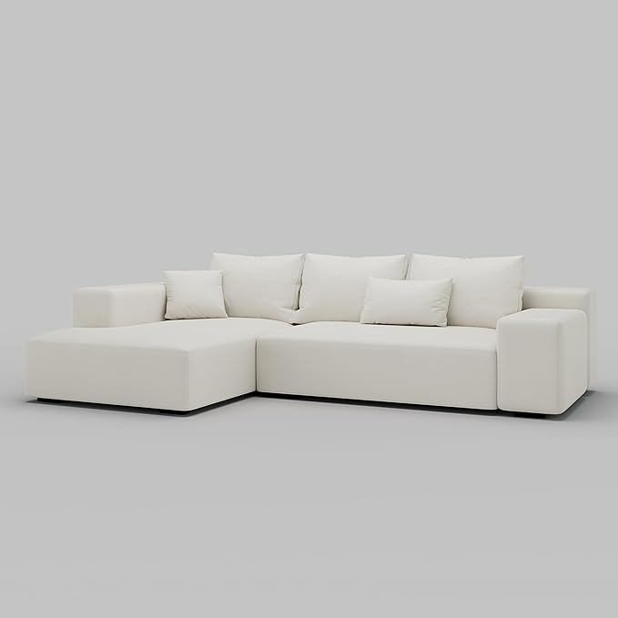 Acanva Modern Oversized Modular L Shaped Sectional Sofa Set for Living Room, Minimalist Style Comfy 4-Seat Corner Couch, Left Chaise, Vegan Leather