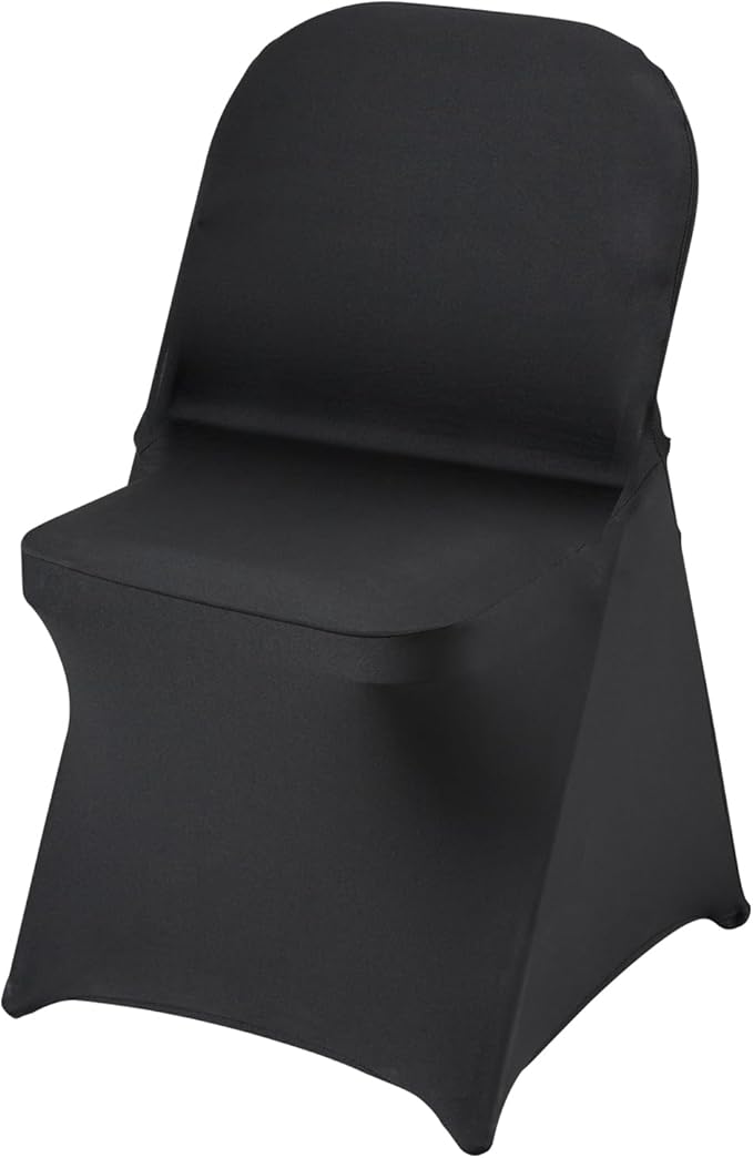 VEVOR Stretch Spandex Folding Chair Covers, Universal Fitted Chair Cover, Removable Washable Protective Slipcovers, for Wedding, Holiday, Banquet, Party, Celebration, Dining (100PCS Black)