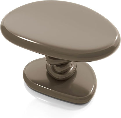 24/7 Shop at Home Kavren Modern 37-inch 3-Piece Oval Glossy Low Profile Coffee Table Set, Stone Shape Living Room Furniture for Small Space, Dark Brown