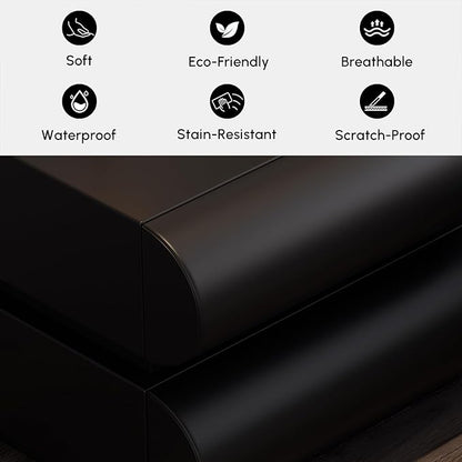 homary 2-Drawer Smart Nightstands Set of 2 with Wireless Charging Station, USB & Type-C Ports, Faux Leather Black Night Stands Modern Bedside Tables for Bedroom Storage, Fully Assembled