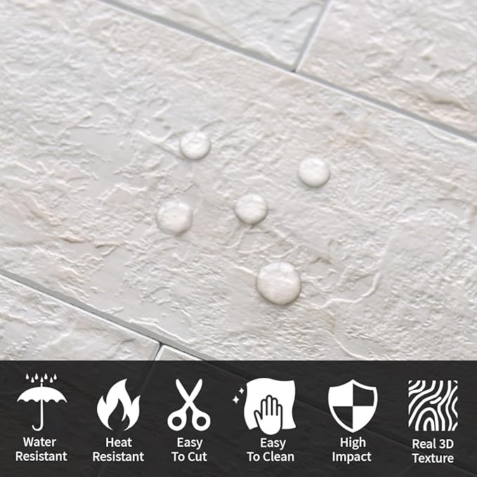 AULIGET 3" x 6" Subway Tile Peel and Stick Backsplash, Thick PVC Stick on Wall Tiles (100, Beige Slate)