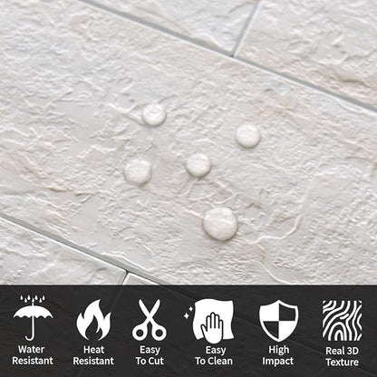 AULIGET 3" x 6" Subway Tile Peel and Stick Backsplash, Thick PVC Stick on Wall Tiles (4, Beige Slate)