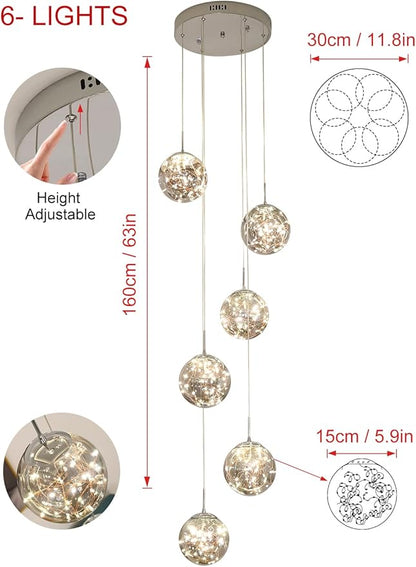 Long Chandeliers for High Ceilings,Modern Crystal Pendant Light,Raindrop Drop Lamp,Hanging Lighting Fixtures for Spiral Staircase,Foyer,Entryway,Living Room