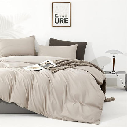 CLOTHKNOW Light Khaki Comforter Sets Full Oatmeal Bedding Comforter Sets All Season Soft Beige Khaki Comforter with 2 x Pillow Cases