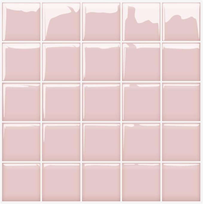 Alwayspon 10 Sheets 10"x10" Pink 3D Vinyl Backsplash Tiles, Self-Adhesive Peel and Stick Wall Tile Stickers Stick on Subway Tiles for Kitchen Bathroom Wall