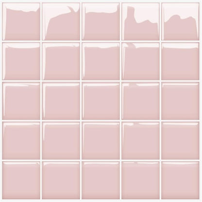 Alwayspon 10 Sheets 10"x10" Pink 3D Vinyl Backsplash Tiles, Self-Adhesive Peel and Stick Wall Tile Stickers Stick on Subway Tiles for Kitchen Bathroom Wall