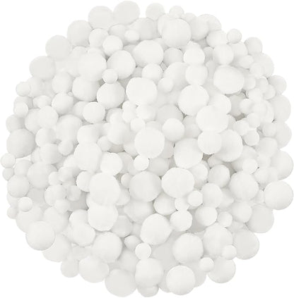 UPINS Christmas Pom Poms Balls, 600 Pieces Light White Pompoms Pom Poms for Crafts Making DIY Holiday Christmas Decorations Supplies (3 Size )