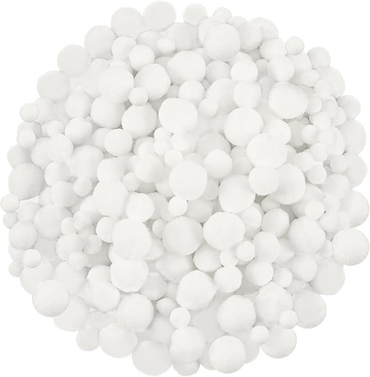 UPINS Christmas Pom Poms Balls, 600 Pieces Light White Pompoms Pom Poms for Crafts Making DIY Holiday Christmas Decorations Supplies (3 Size )