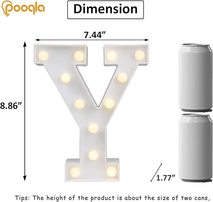 Pooqla LED Marquee Letter Lights Sign, Light Up Alphabet Letter for Home Party Wedding Decoration Y