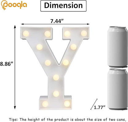 Pooqla LED Marquee Letter Lights Sign, Light Up Alphabet Letter for Home Party Wedding Decoration Y