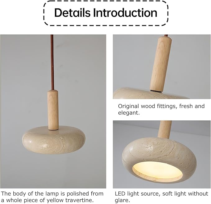 Japanese Pendant Lights Wabi-Sabi Natural Stone Shade Hanging Lamp Round Modern Wood Chandelier Bedroom Bedside Pendant Lamps Living Dining Room Table Kitchen Island Ceiling Hanging Lamp