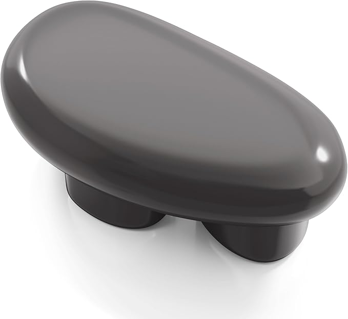 24/7 Shop at Home Kavren Modern 37-inch Oval Glossy Low Profile Coffee Table, Stone Shape Living Room Furniture for Small Space, Dark Grey