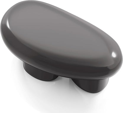 24/7 Shop at Home Kavren Modern 37-inch Oval Glossy Low Profile Coffee Table, Stone Shape Living Room Furniture for Small Space, Dark Grey