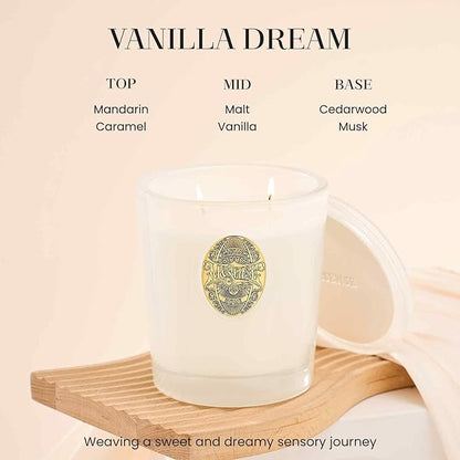 M&SENSE Large Two-Wick Soy Candle | Vanilla Dream & White | 19.8 oz, 120H Burn Time | Luxury Scented Candle for Relaxation, Gifting, Home Décor | Ideal for Bedroom, Office, Party Ambiance