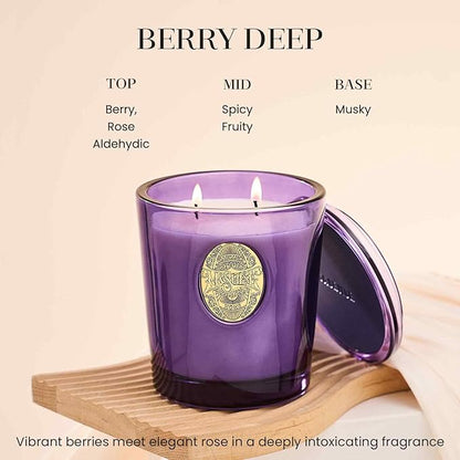 M&SENSE Large Two-Wick Strong Soy Candle | Berry Rose & Purple |19.8 oz, 120H Burn Time | Luxury Scented Candle for Relaxation, Gifting, Home Décor | Ideal for Bedroom, Office, Party Ambiance