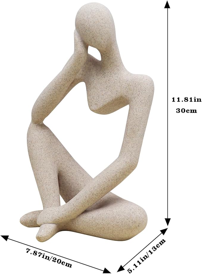 Thinker Statues and Sculptures, Sandstone Resin Thinker Statue Ornaments, Abstract Style Sculptures, Housewarming Gifts, Living Room Dining Desk Decorations (Right, Super Large)