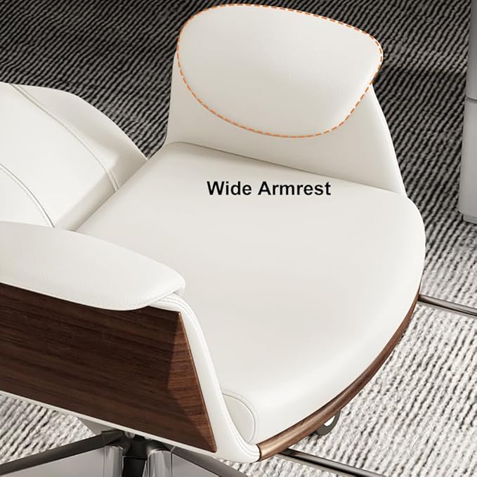 homary Modern Home Executive Office Chair, High Back Adjustable Swivel Chair Faux Leather Ergonomic Task Chair with Adjustable Height & Rolling Base, White