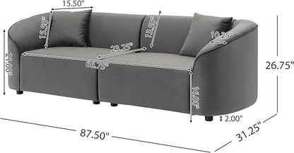 Christopher Knight Home 87.50" Curved Oversized 2 Seater Sofa, Upholstered Couch Chair, Soft Seating, Cozy Loveseat with Armrest, Reading Sofas for Living Room, Home Rest, Grey