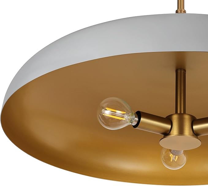 LamQee 20 Inch Oversized Large Pendant Lights, 3-Lights Gray and Gold Modern Dome Chandelier, Nordic Metal Pendant Lighting Fixture Ceiling Hanging for Kitchen Island, Dining Room Over Table, Bar