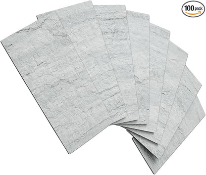 AULIGET 3" x 6" Subway Tile Peel and Stick Backsplash, Thick PVC Stick on Wall Tiles (100, Light Shale)