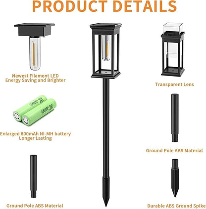 Amzxart 8 Pack Solar Pathway Lights Waterproof, Solar Outdoor Lights,Auto-on/Off Pathway Light Solar Powered for Garden Lawn Patio Decoration