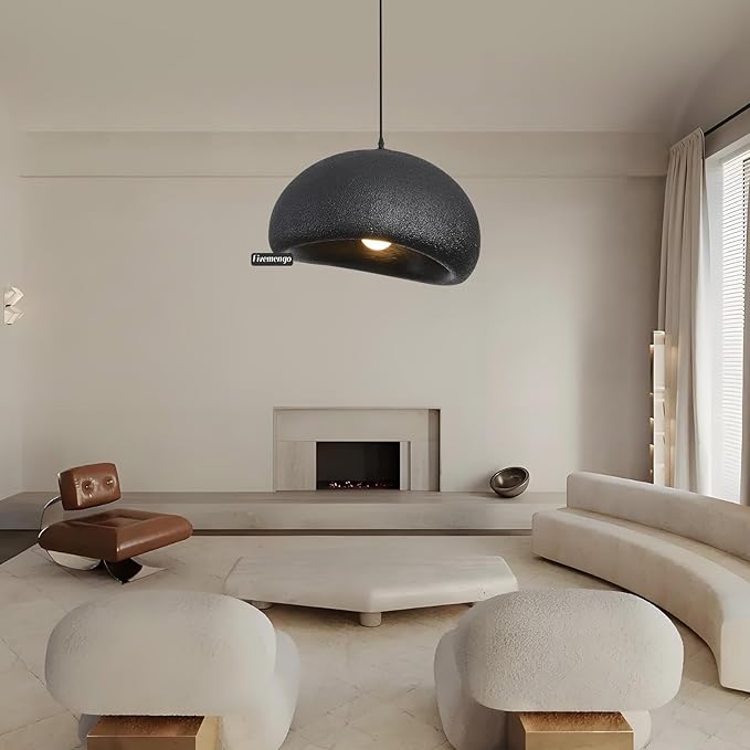 19.7in Wabi Sabi Pendant Lights Kitchen Island Lighting Fixture Ceiling Mount Black Modern Japanese Lamp Japandi Chandelier for Dining Living Room Hallway Bedroom Restaurant Hanging Lamp