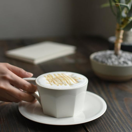 KINTO 28885 OCT Cup & Saucer, 10.1 fl oz (300 ml), White, Microwave and Dishwasher Safe