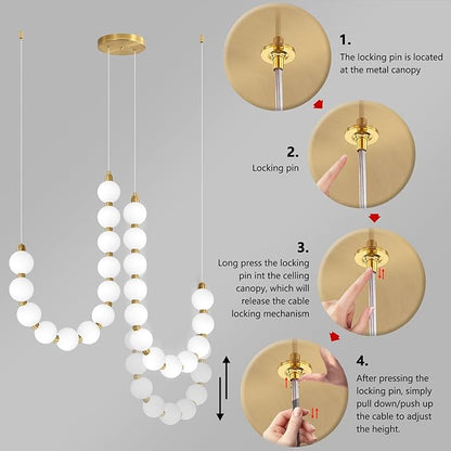 Modern Chandeliers LED Dimmable Light Acrylic Balls Ceiling Pendant Lighting for Dining Room Living Room Bedroom Adjustable Hanging Lights 45 Watts Gold Lamp