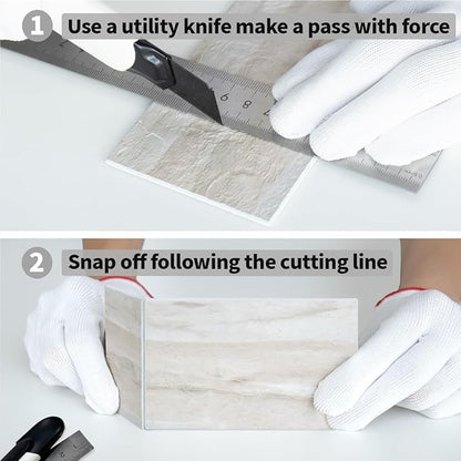 AULIGET 3" x 6" Subway Tile Peel and Stick Backsplash, Thick PVC Stick on Wall Tiles (100, Beige Slate)