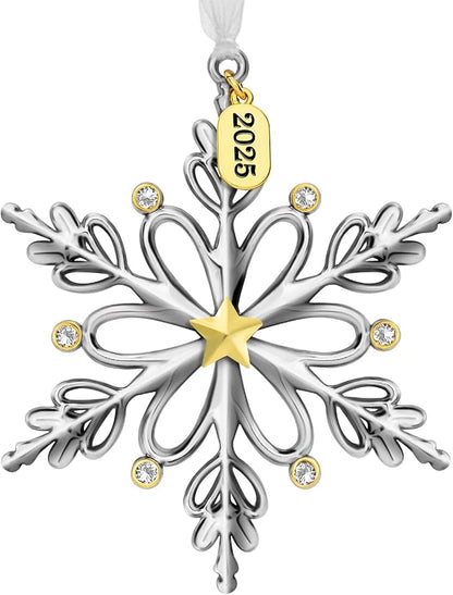 Christmas Tree Ornaments – 2025 Snowflake Hanging Pendant of Car Charm Holiday Decorative Keepsake Gift Home Decor (1 Pieces-C (2025))